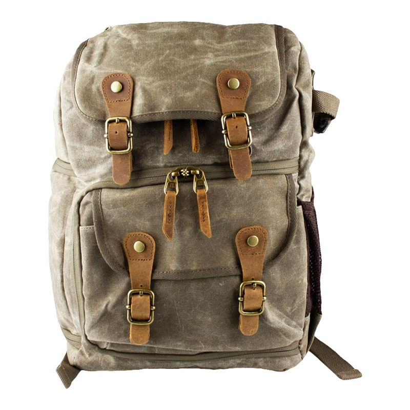Rugged Camera Backpack with a Vintage Design - Brown