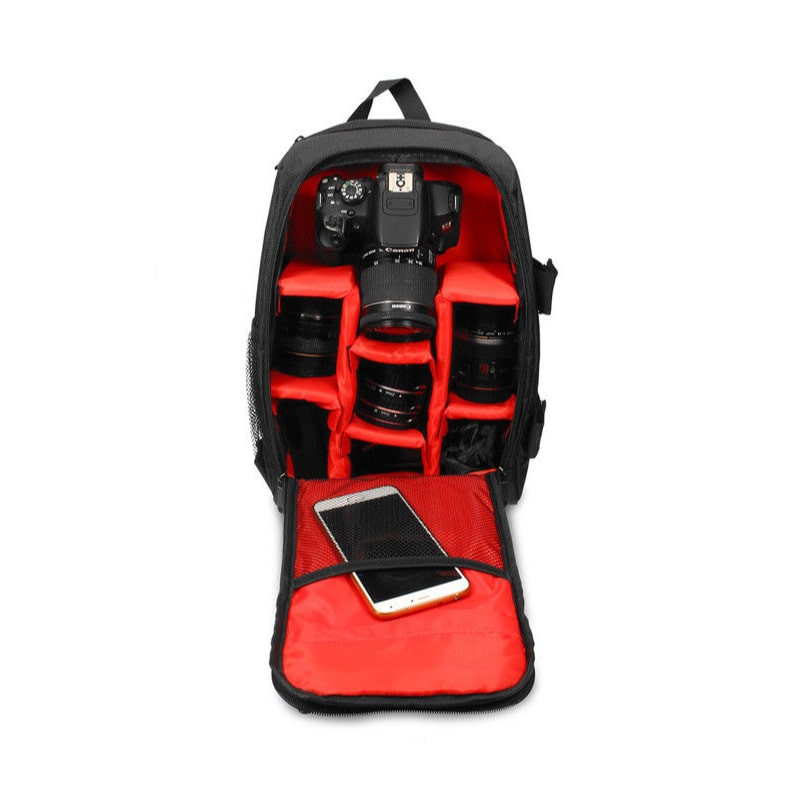 Spacious Camera bag with rain cover, Red