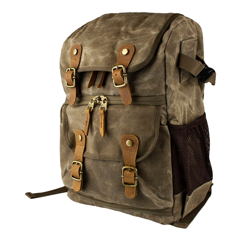 Rugged Camera Backpack with a Vintage Design - Brown