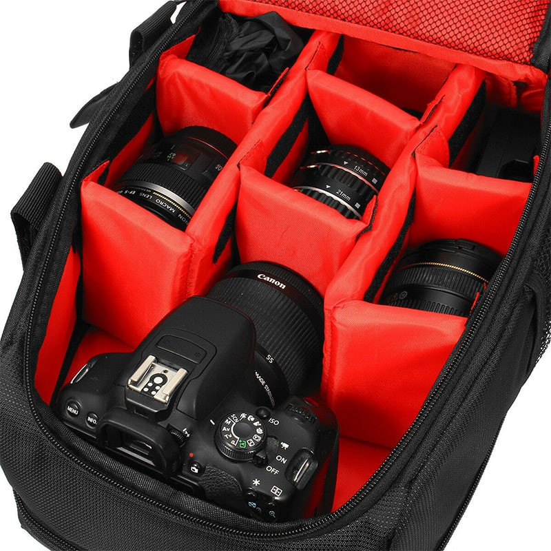 Spacious Camera bag with rain cover, Red