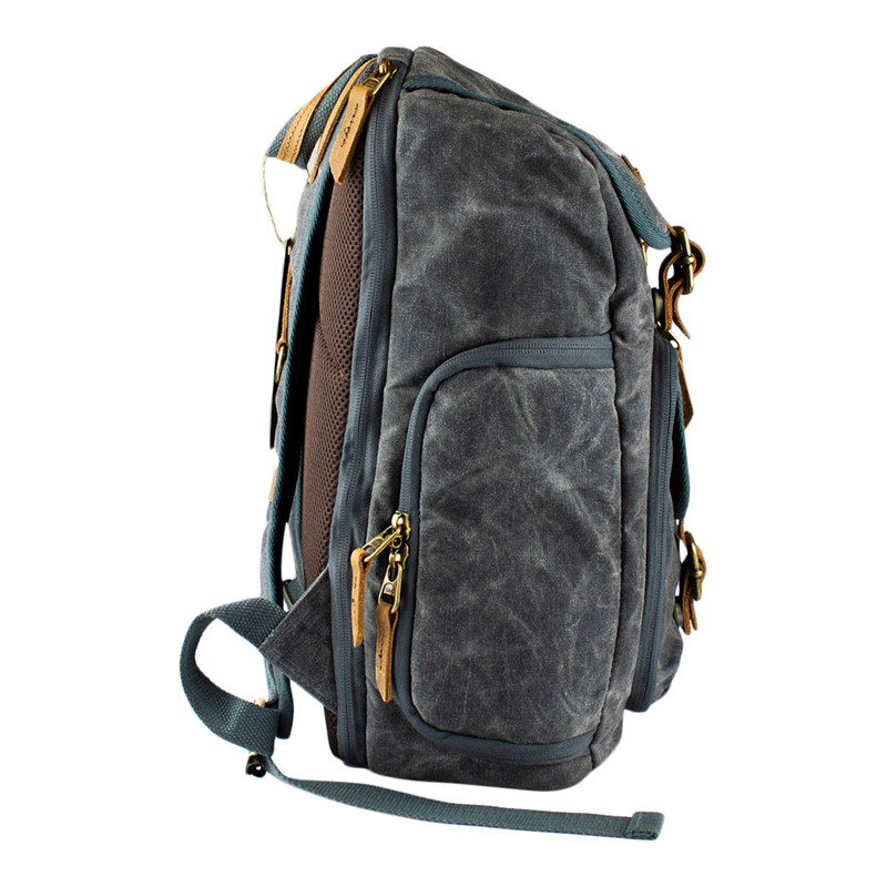 Rugged Camera Backpack with a Vintage Design - Grey