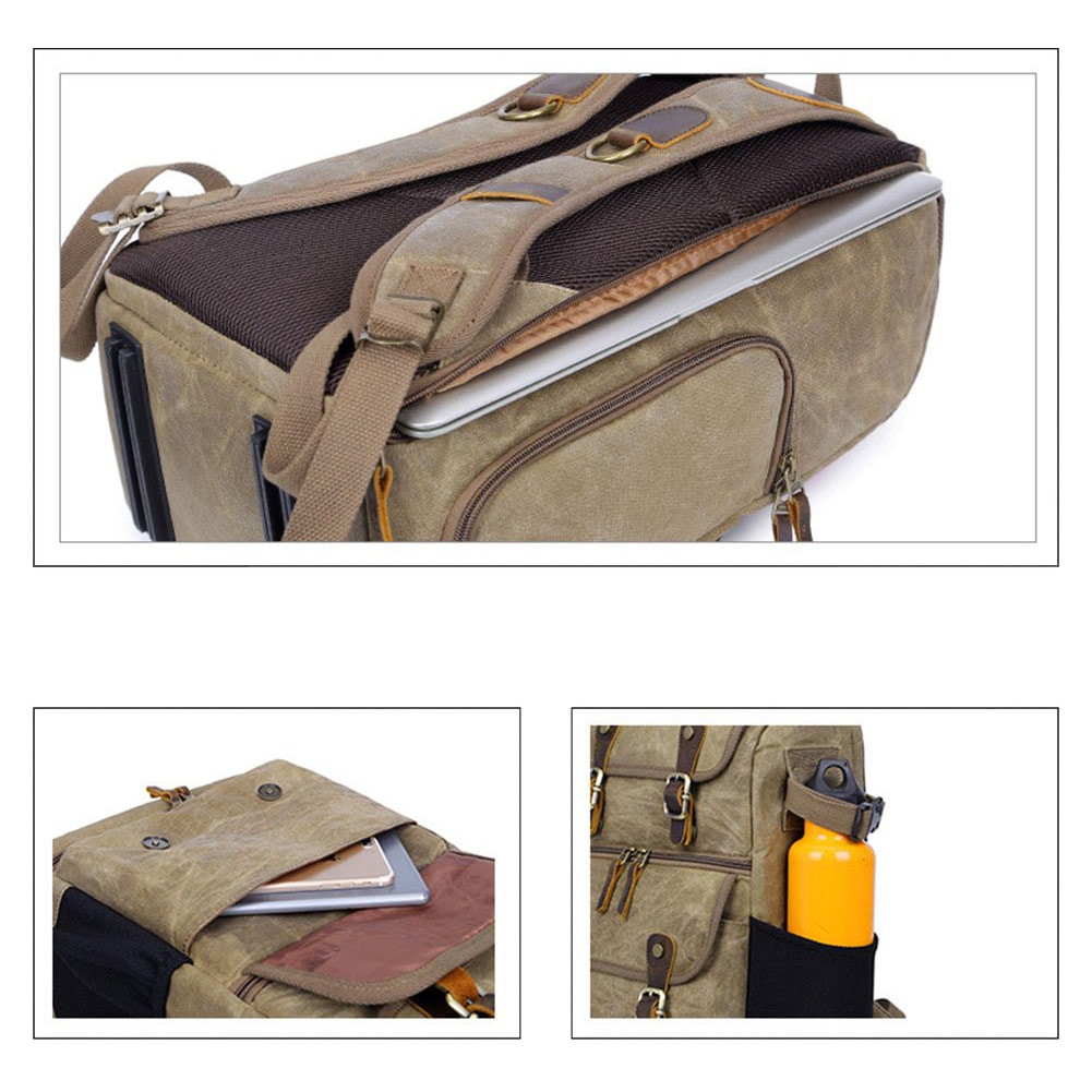 Rugged Camera Backpack with a Vintage Design - Brown