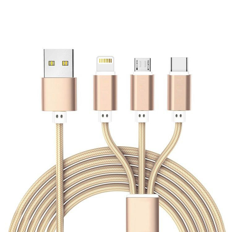 Cable de carga 3 en 1 - Dorado