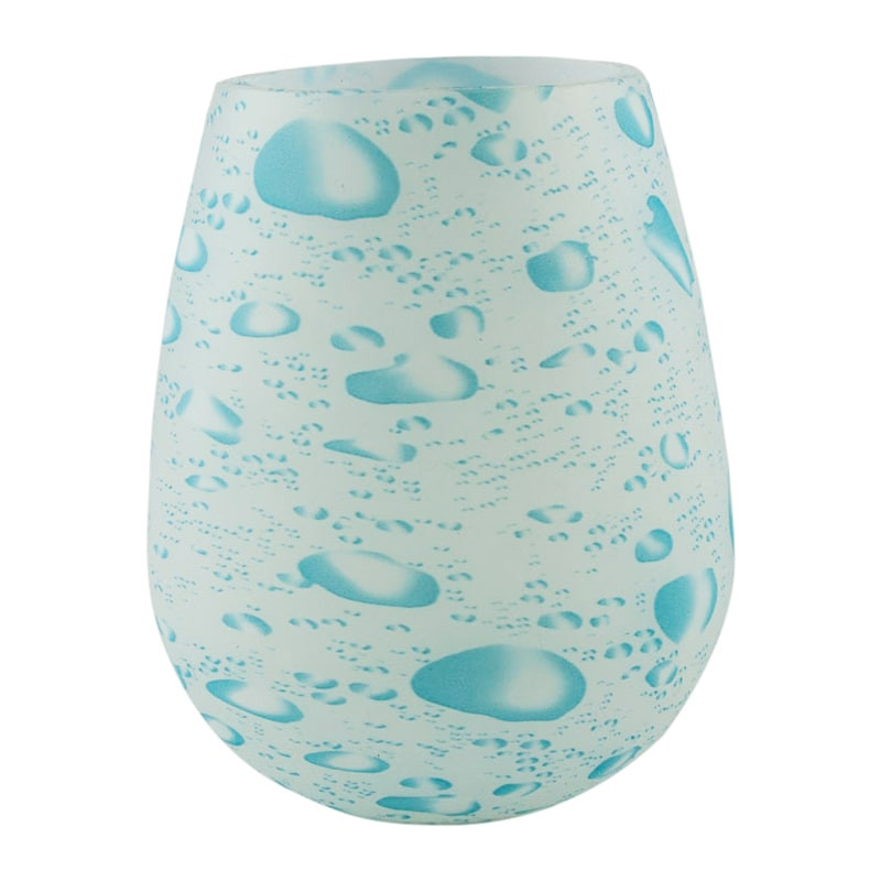 Silikon Trinkglas mit Muster - Weiße Wassertropfen
