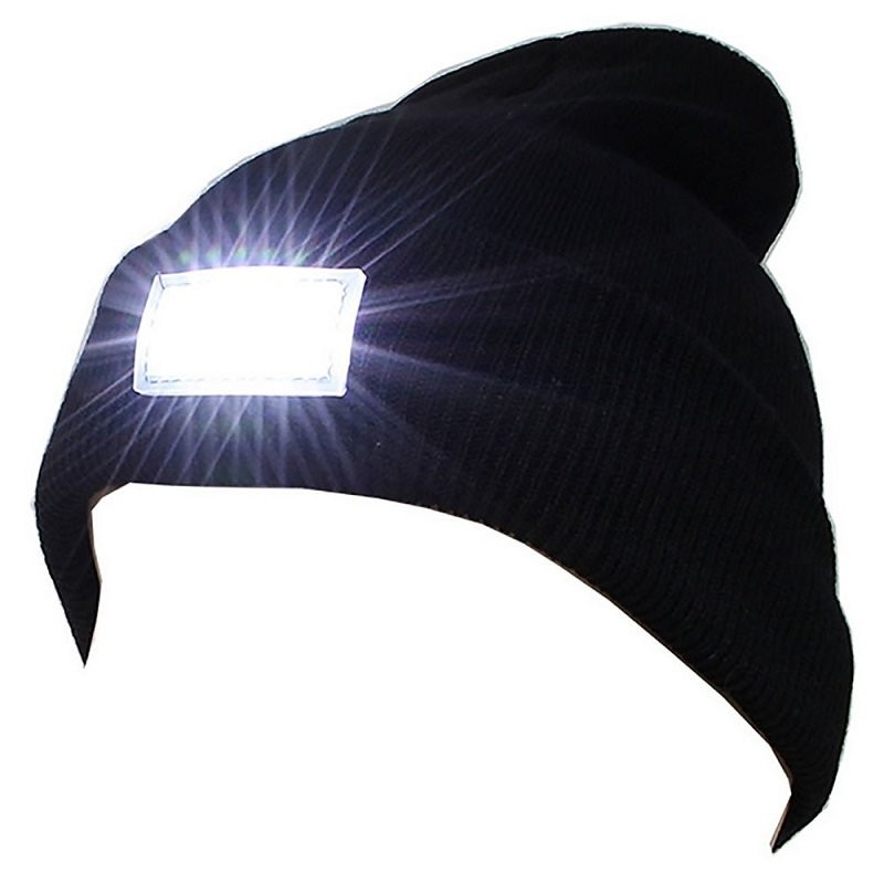 Beanie mit LED-Lampe - Schwarz