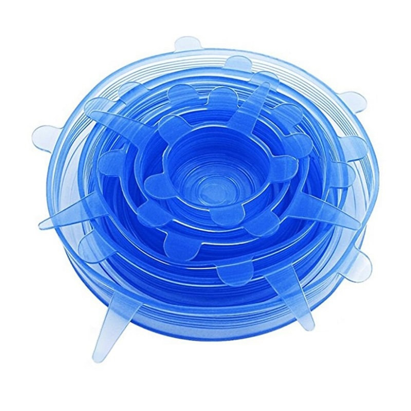 6 coperchi in silicone blu