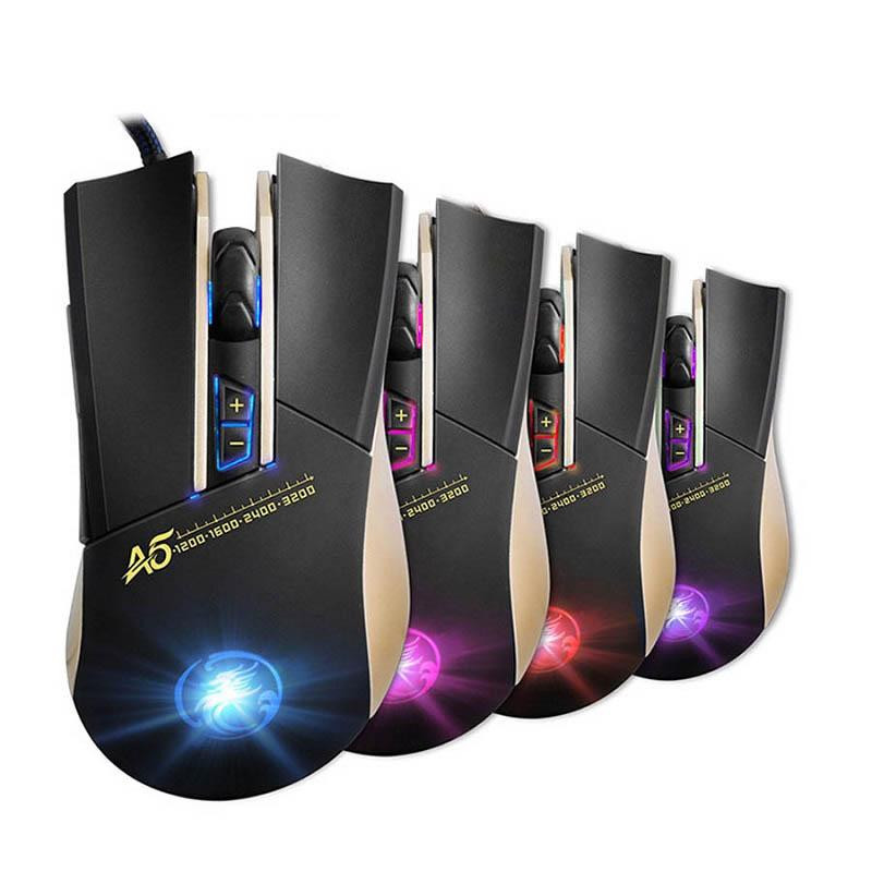Mouse da gioco LED ottico ad alta precisione Apedra A5 - 3200 DPI