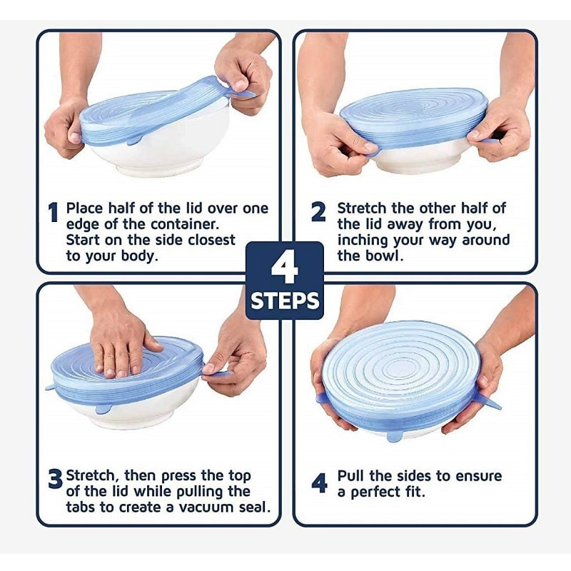 6x Blue silicone lids