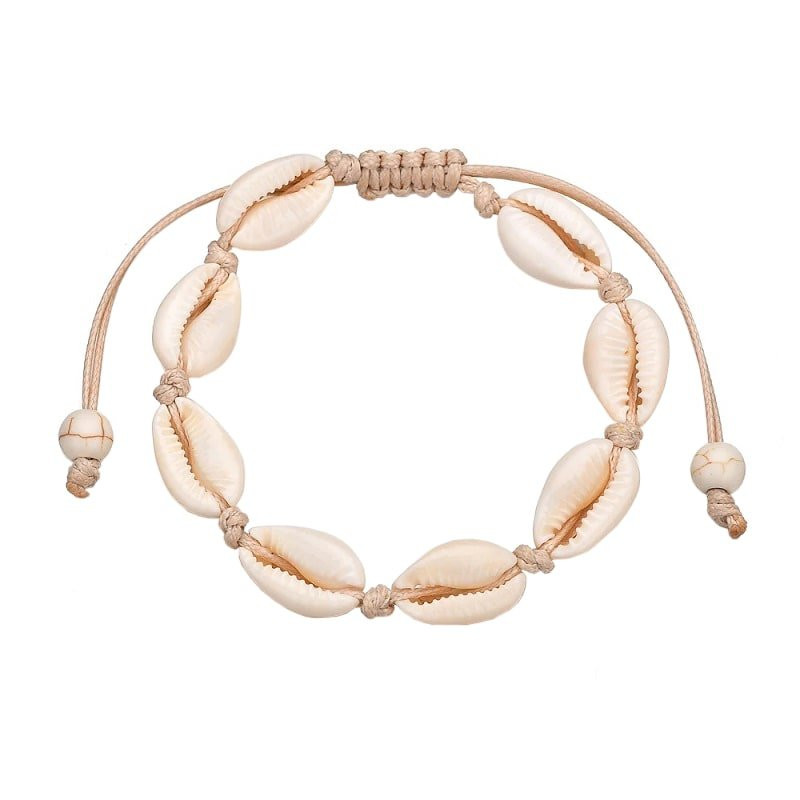 Adjustable Bracelet with white shells - White