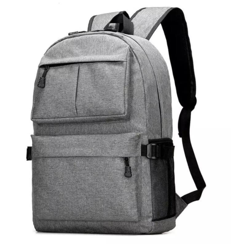 Durable Large Backpack with USB-port - Grey