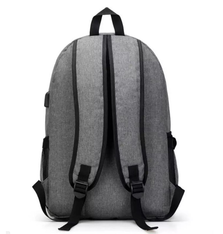 Durable Large Backpack with USB-port - Grey