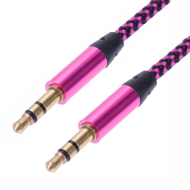 1m tkane 3.5mm Aux Cable - Pink