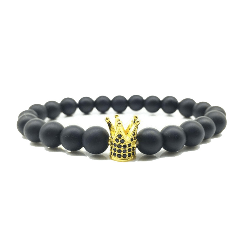 Pulseira Coroa - Preto e Dourado