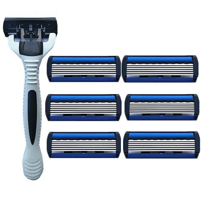 Razor with 6 separate replaceable heads for men