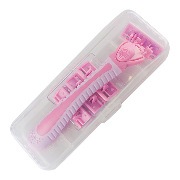 Razor with replaceable blades in a storage box - Pink