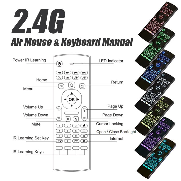 Air Mouse e mini teclado sem fio