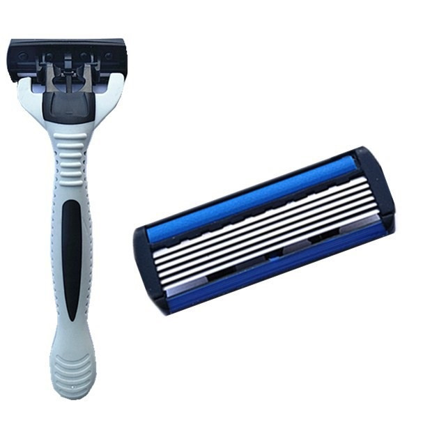 Razor with 6 separate replaceable heads for men