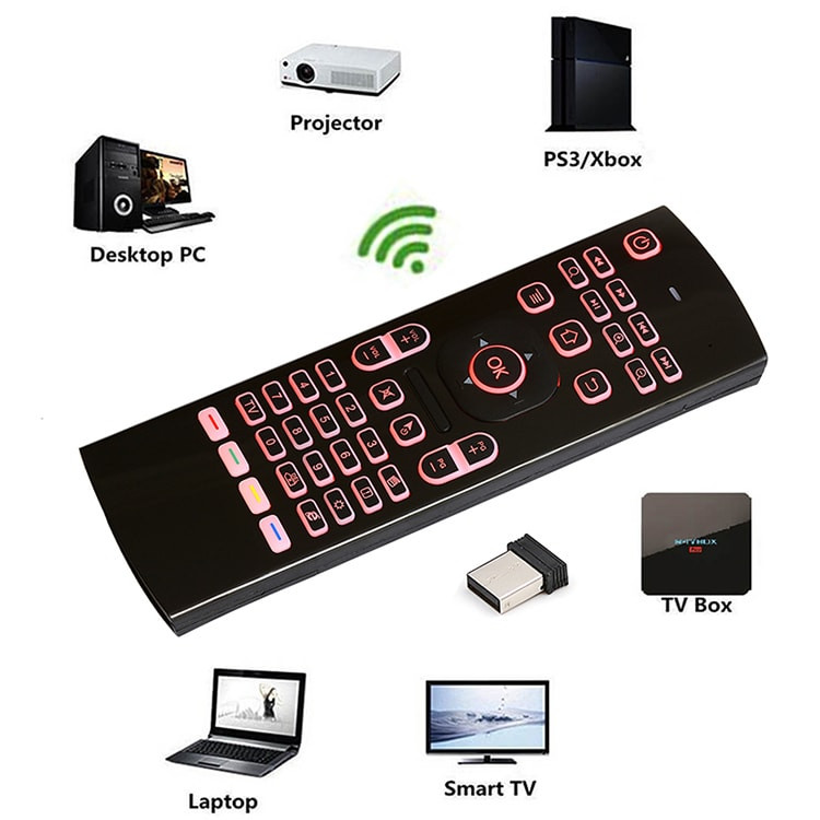 Air Mouse e mini teclado sem fio