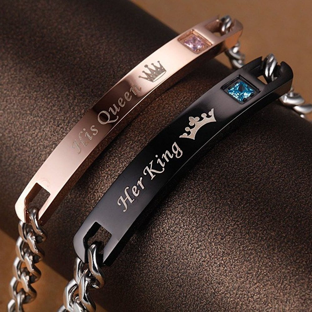 Couples Bracelets - Her King / His Queen
