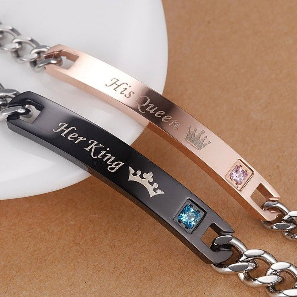 Couples Bracelets - Her King / His Queen