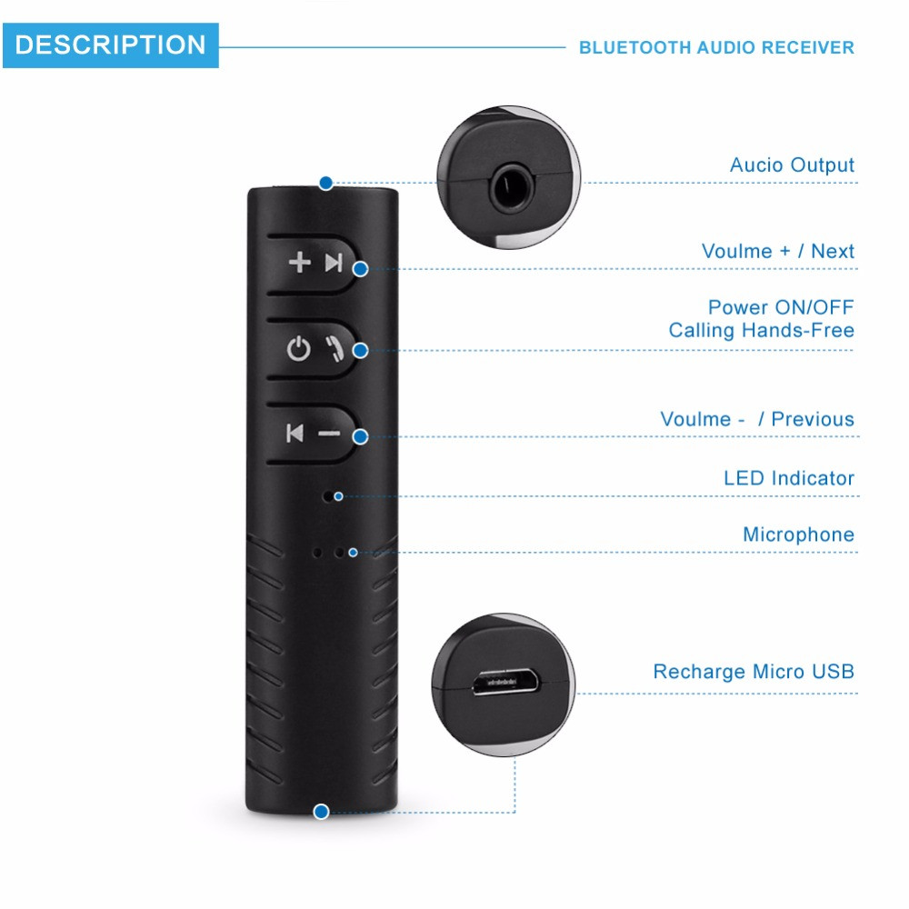 Bluetooth AUX-Adapter - Eingebautes Mikrofon