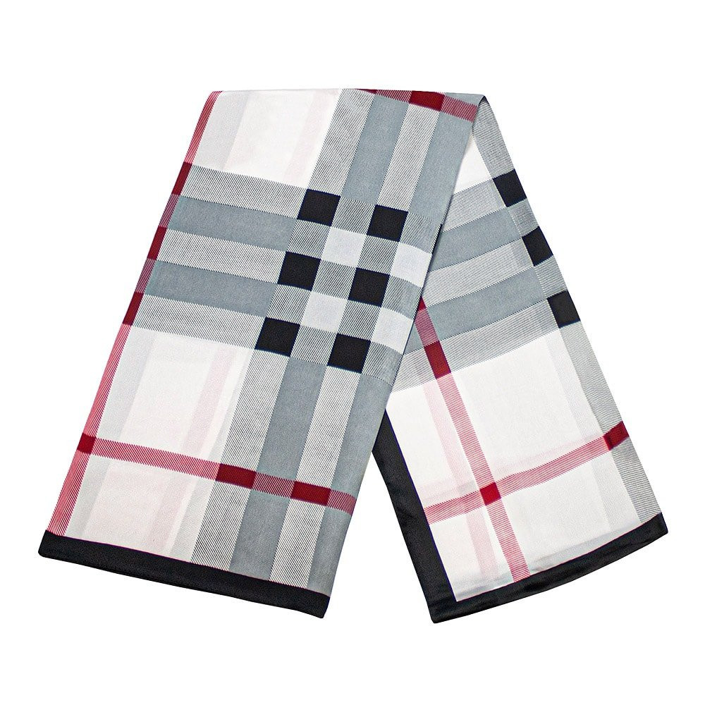 Scarf with grid pattern - White, No. 22
