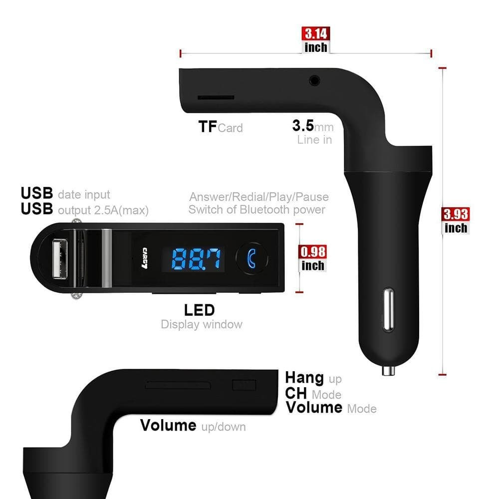FM Transmitter with Bluetooth handsfree 4-in-1