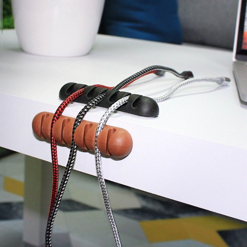 Cable Holder With 7 Spaces - Black