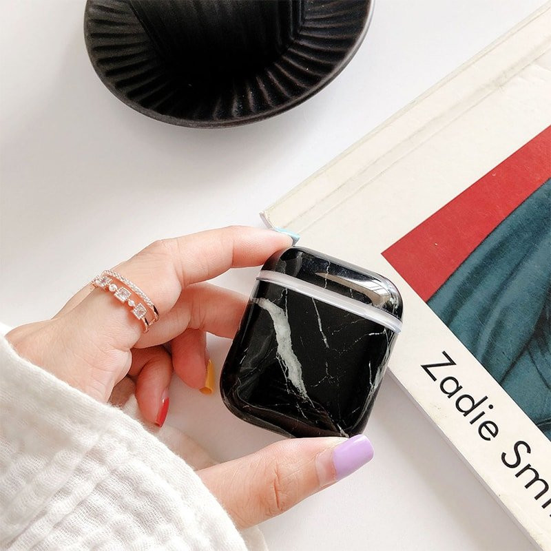 Protective Case for AirPods - Black Marble