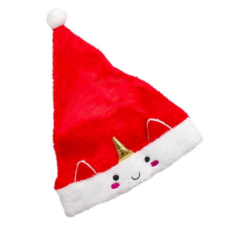 Cappello da Babbo Natale con viso e corno