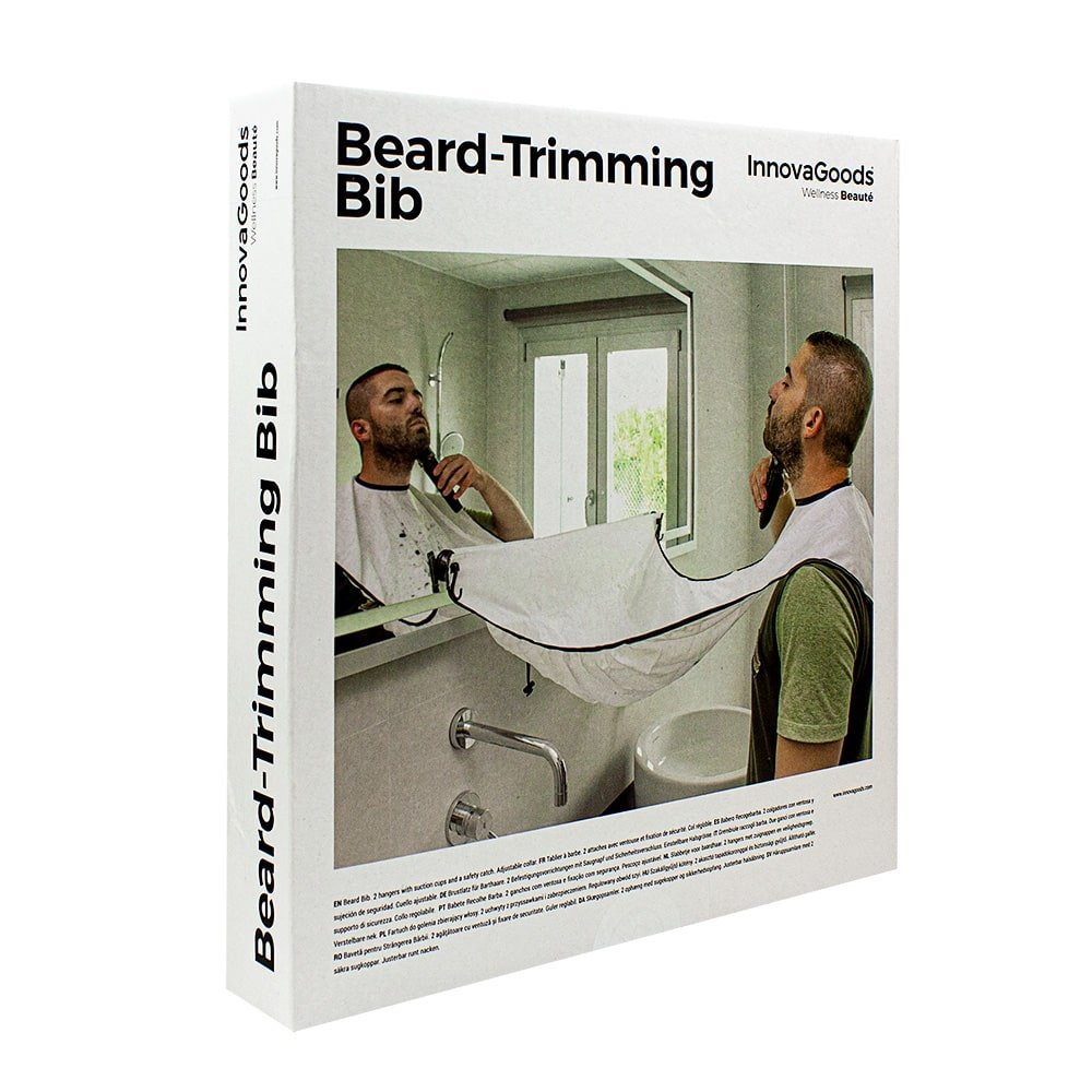 Beard-trimming bib with 2 suction cups