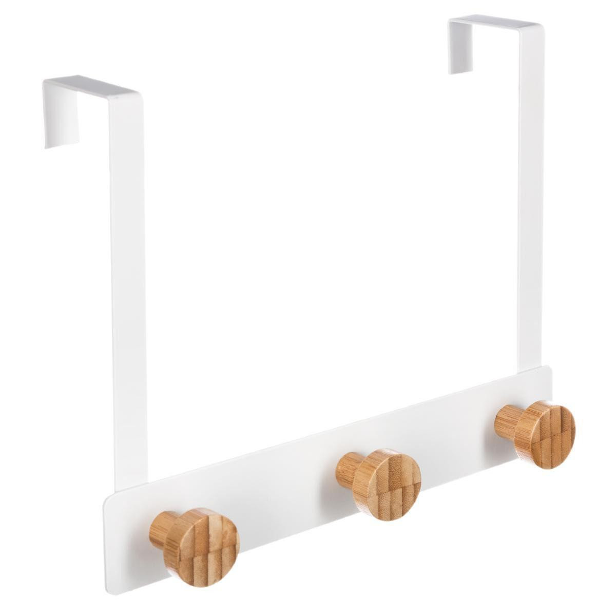 Deurhanger, Wit / Bamboe - 3 Haken