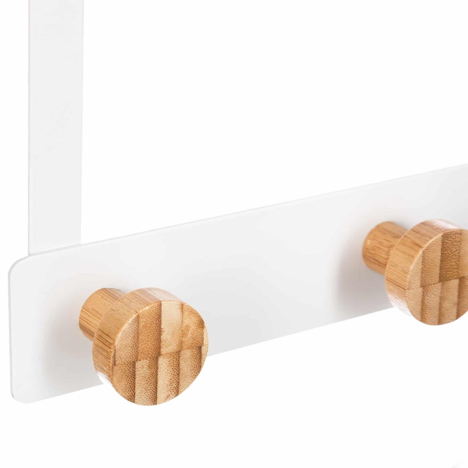 Cabide de porta, branco/bambu - 3 ganchos