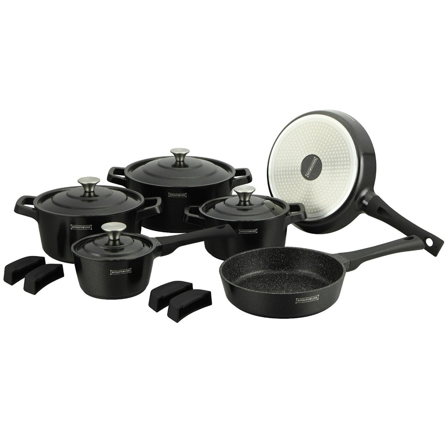 Topfset, Marmor - 14 Teile - Schwarz