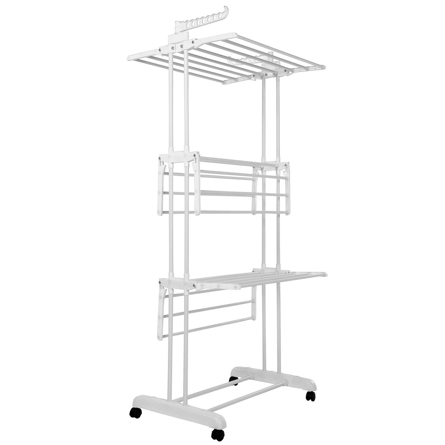 Movable Clothes Rack and Drying Rack - White