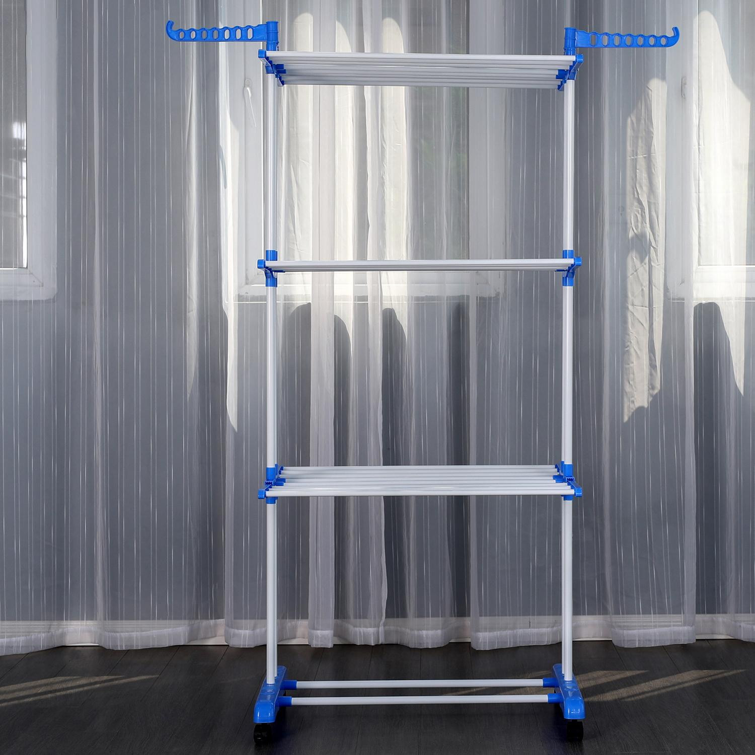 Movable Clothes Rack and Drying Rack - Blue
