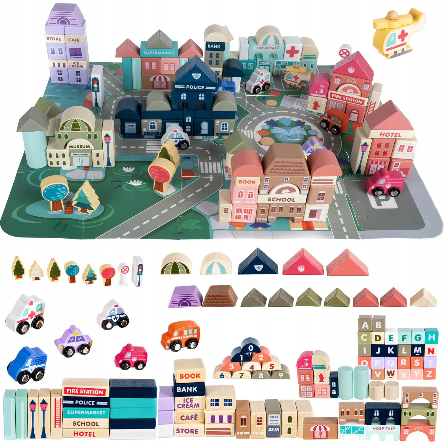 Playset, bloques de madera - Ciudad