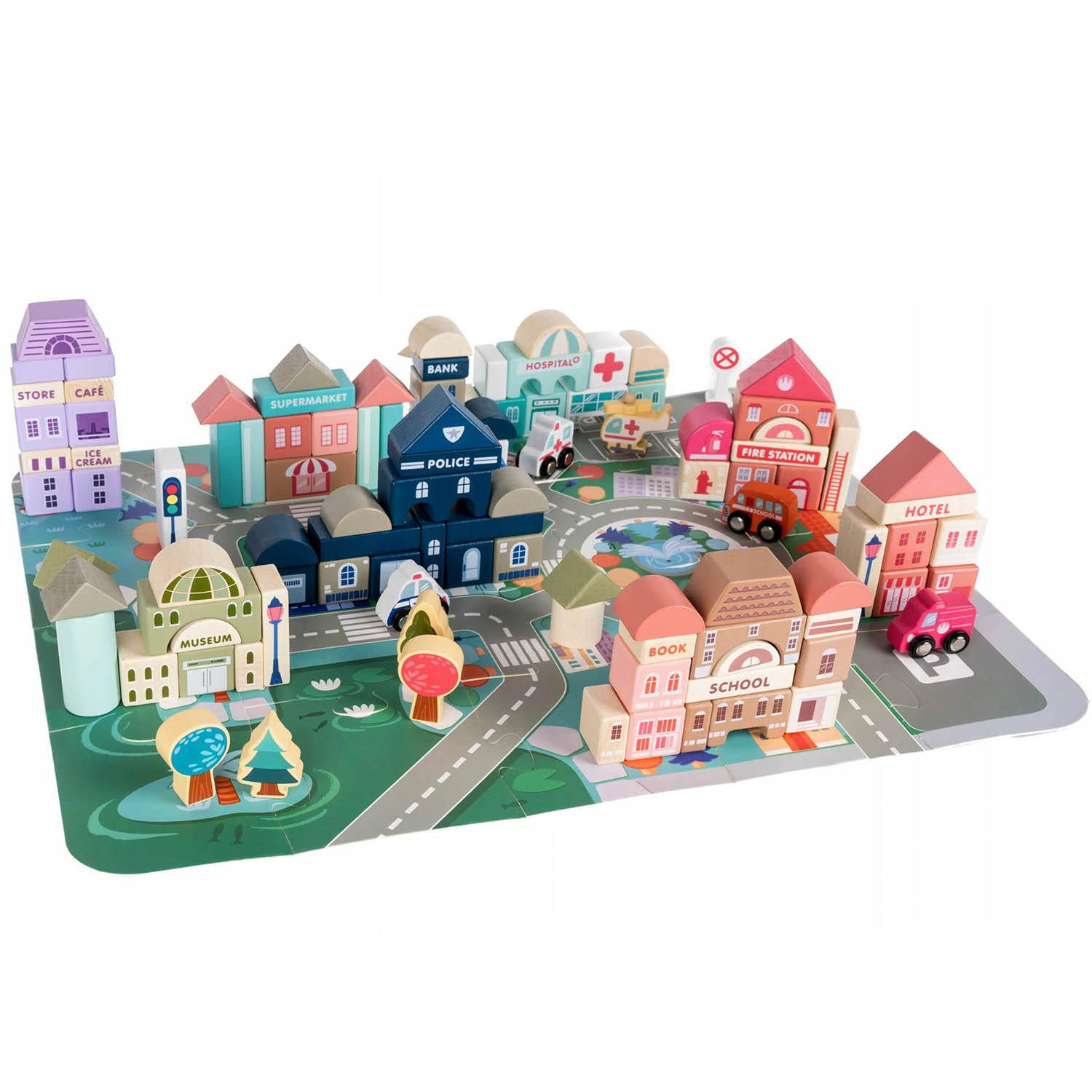 Playset, bloques de madera - Ciudad