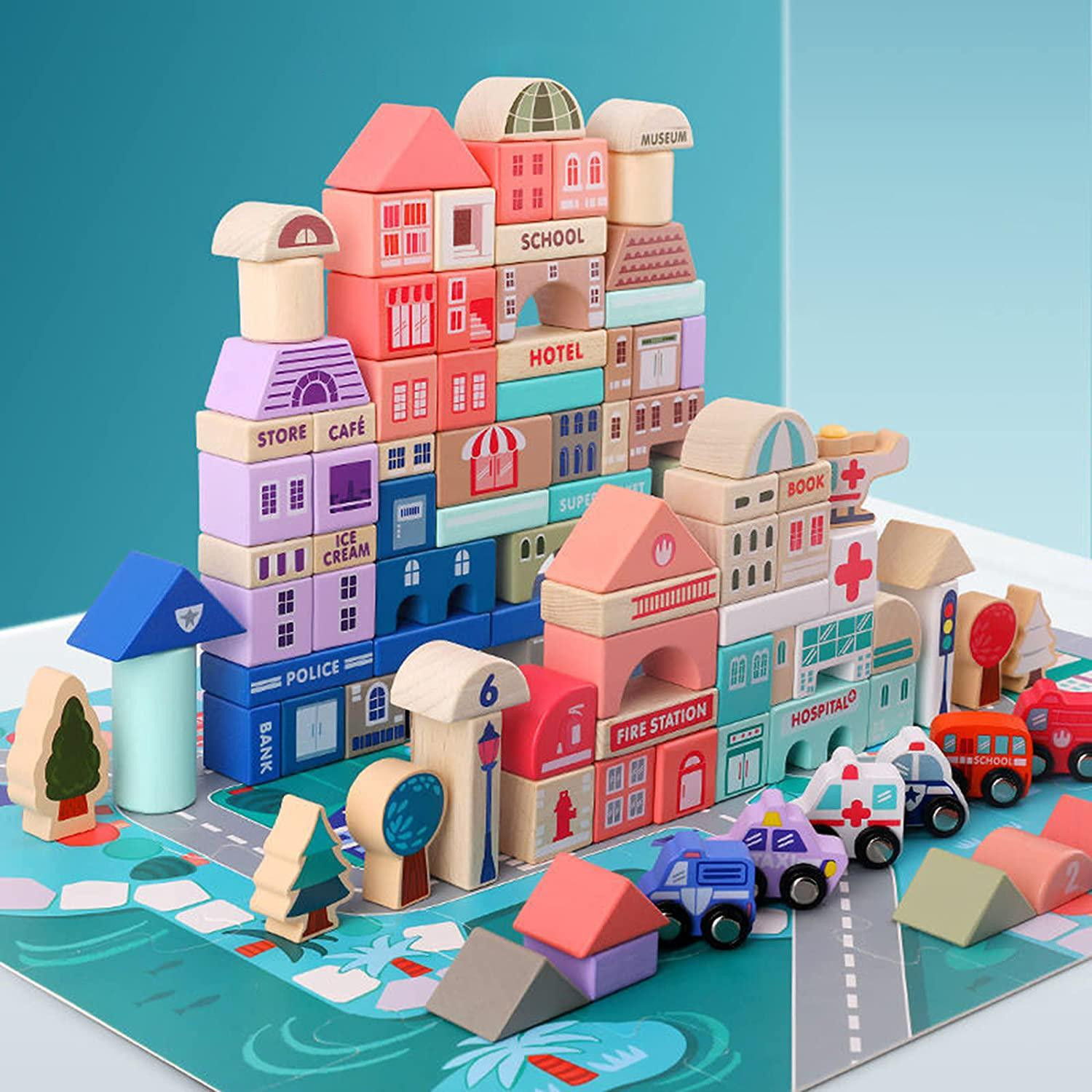 Playset, bloques de madera - Ciudad