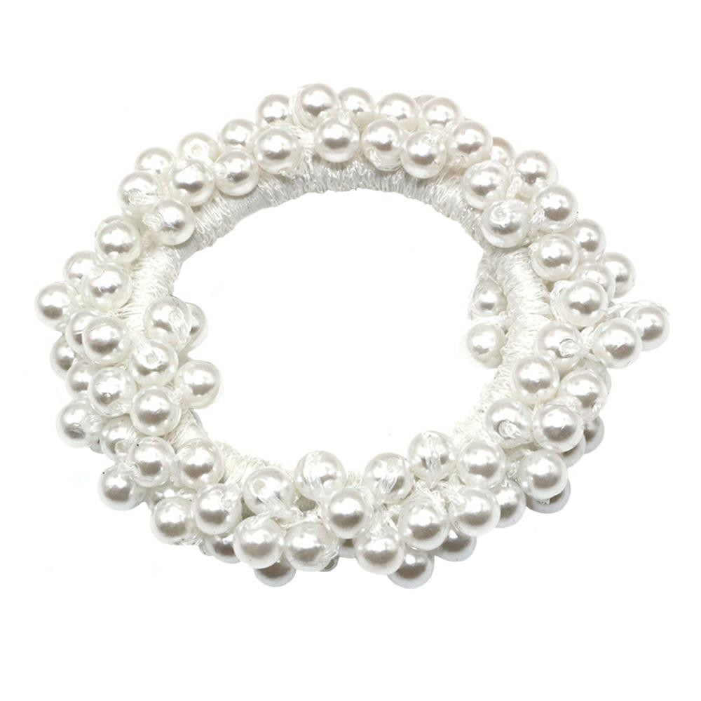 Elastico per capelli con perle - Bianco