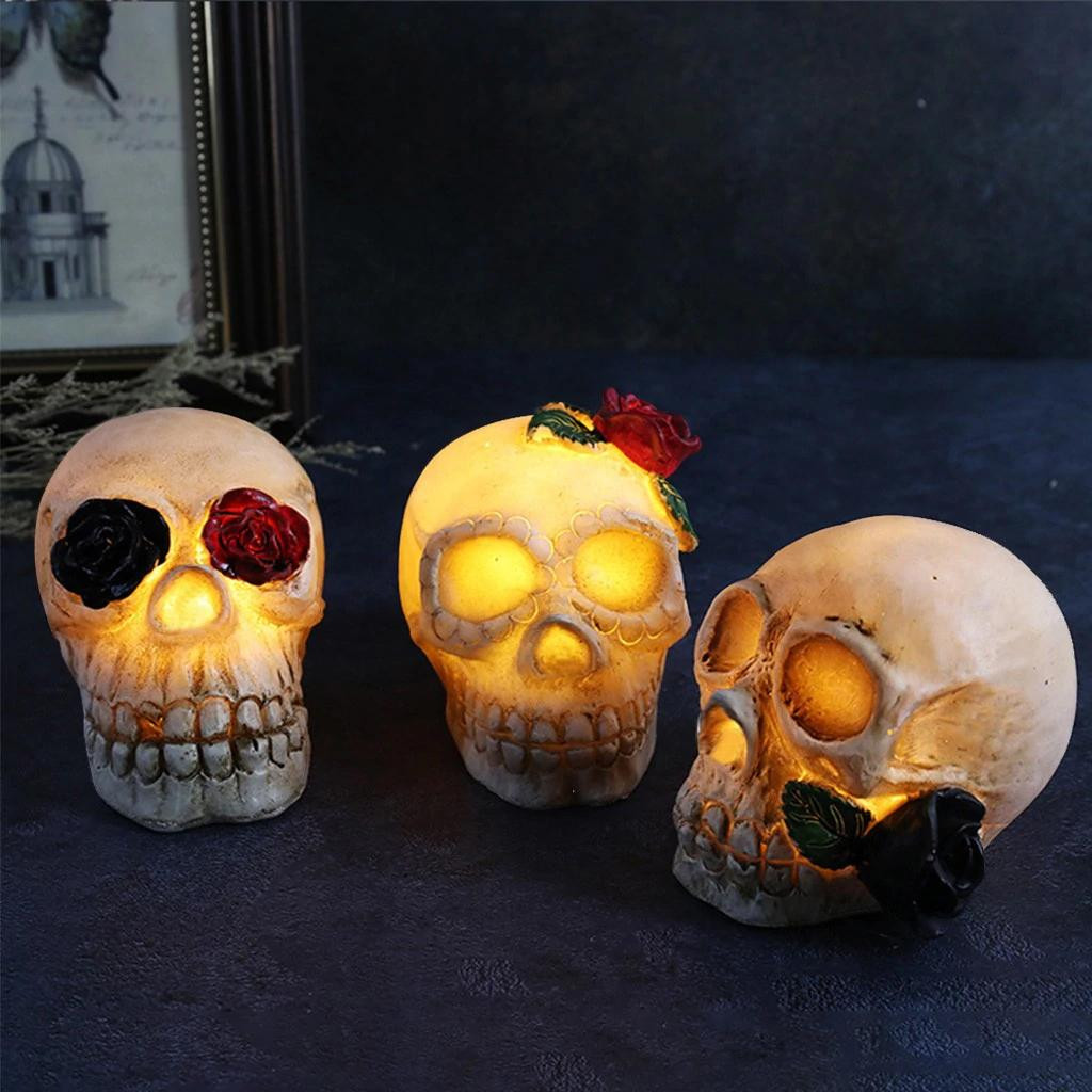 3x Skull Lanterns, Decoration - Halloween