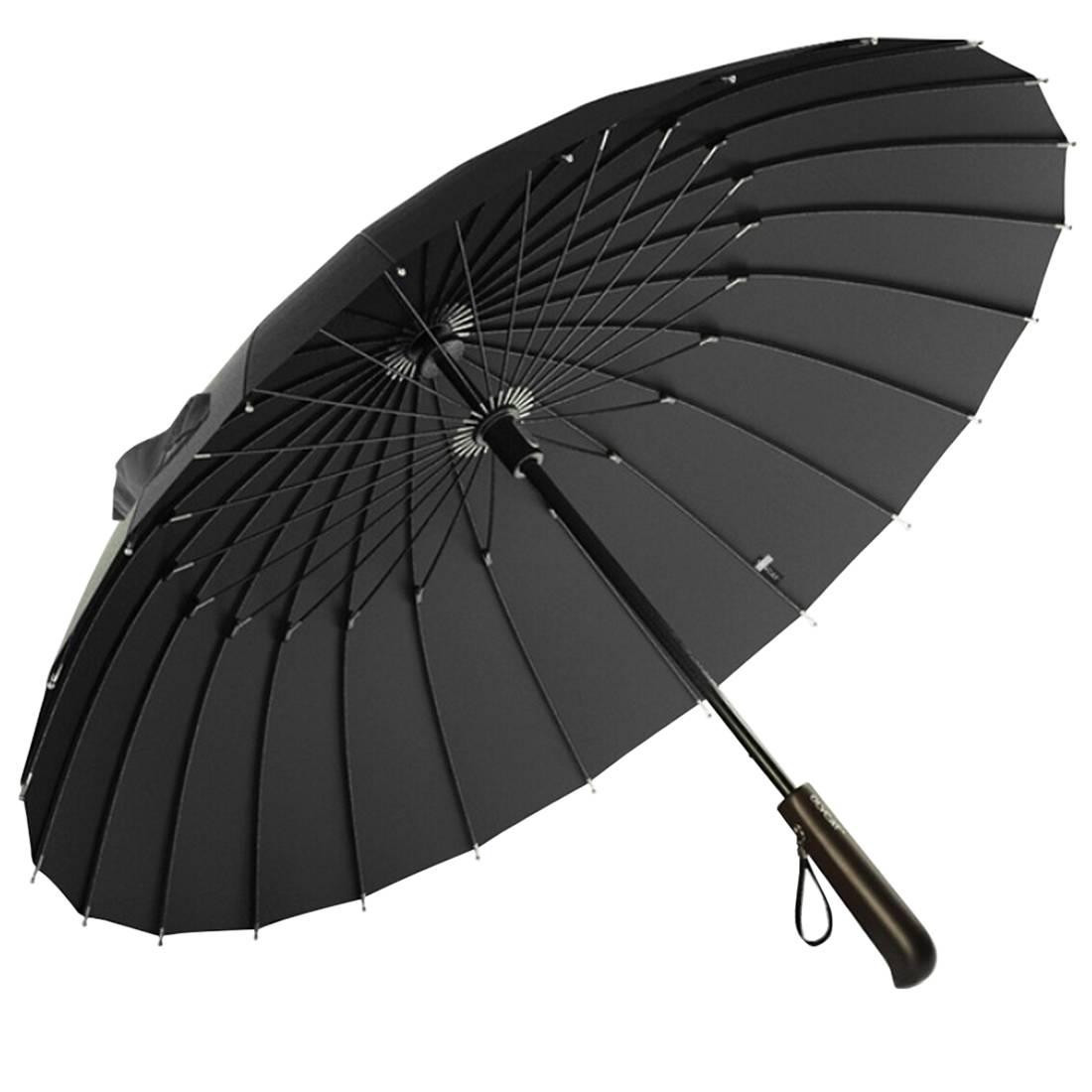 Paraguas con mango de madera - negro
