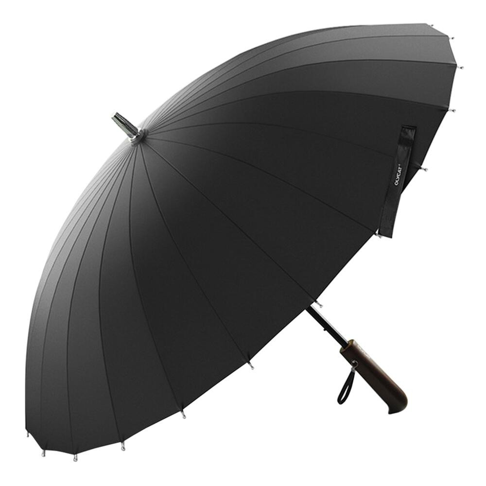 Regenschirm mit Holzgriff - Schwarz