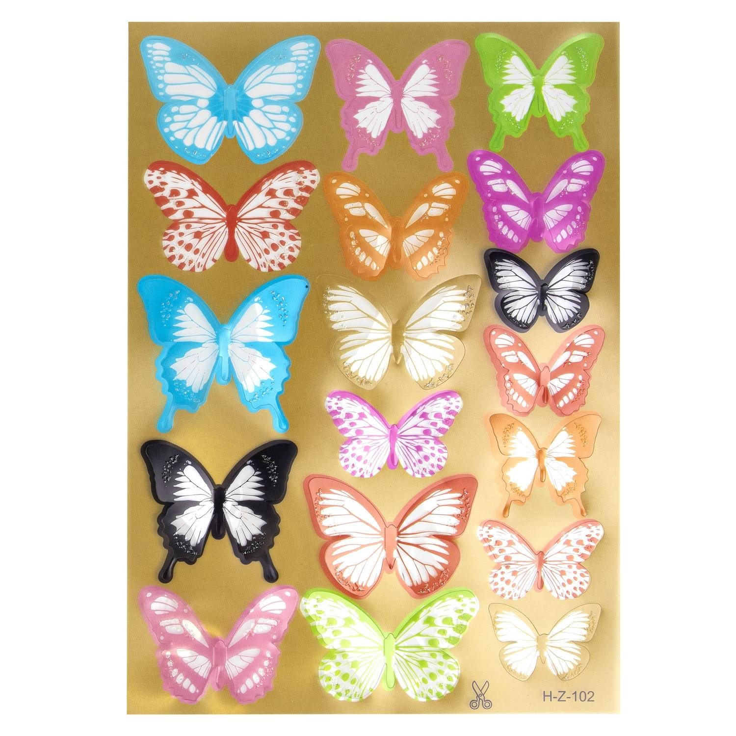 18 farfalle decorative 3D - multicolore