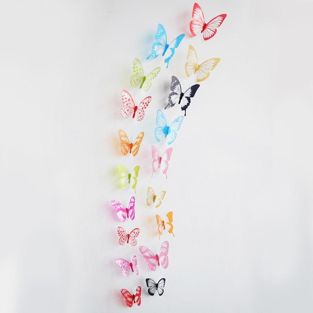 18x Mariposas decorativas 3D - Multicolor