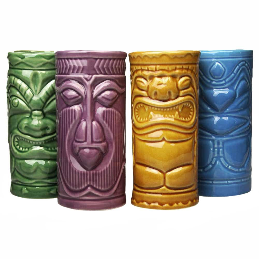 4x Ceramic Mugs - Tiki