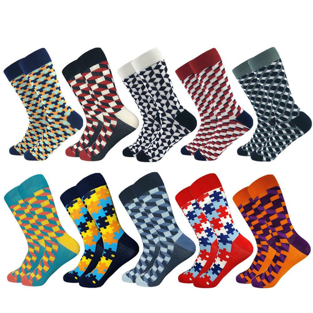 Patterned Men's Socks, Puzzle Patterns - 10 pairs