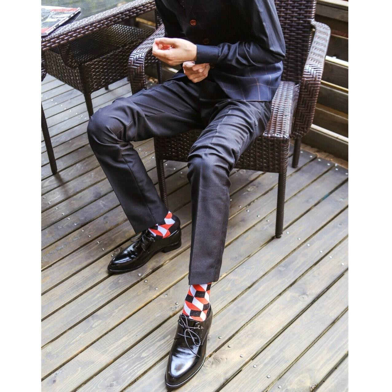Patterned Men's Socks, Puzzle Patterns - 10 pairs