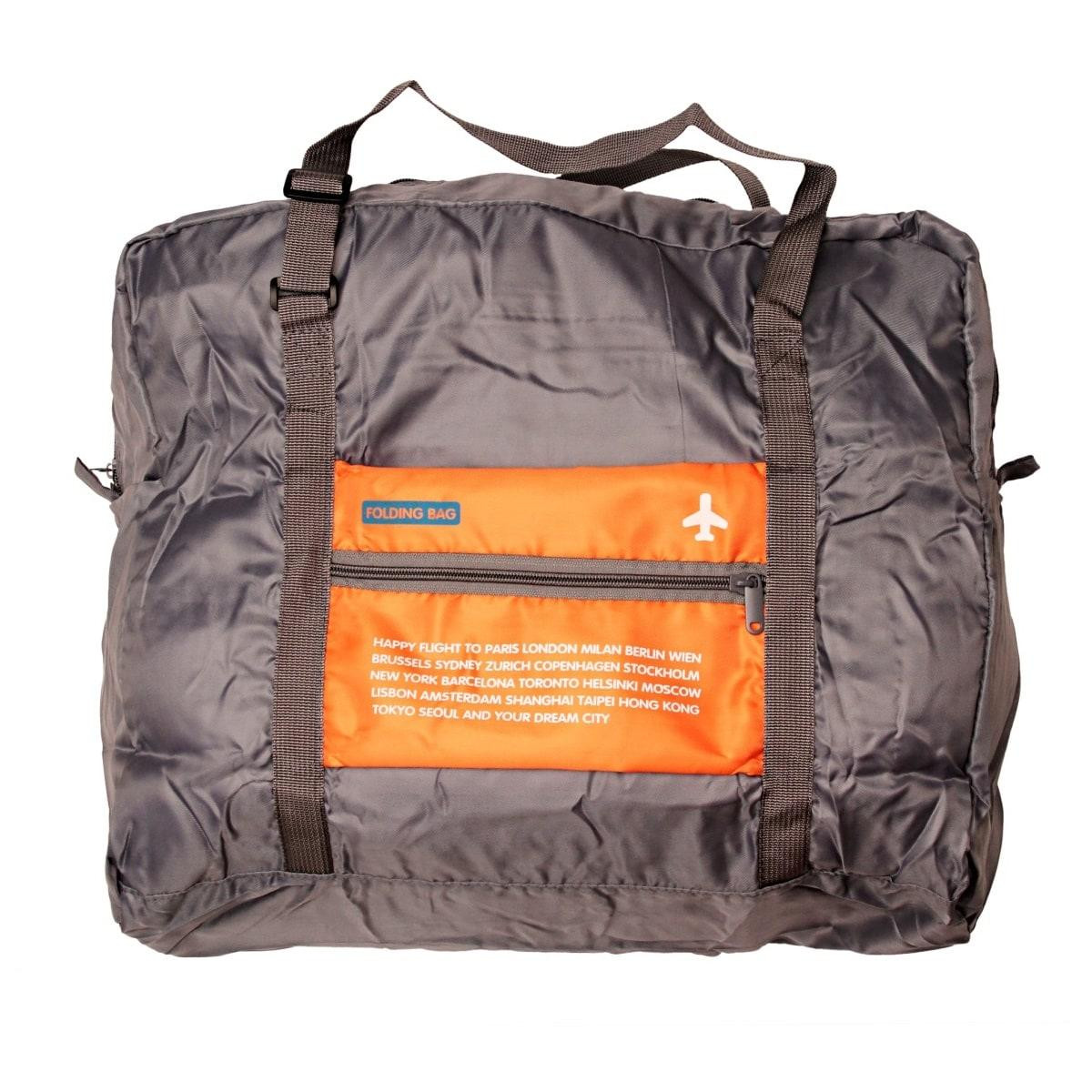 Foldable Duffle Bag with Storage Bag - Orange