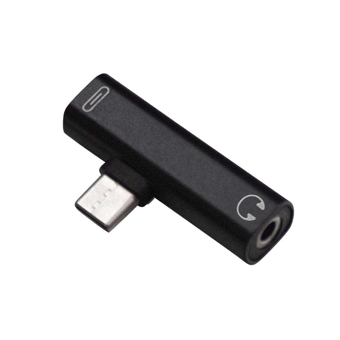 Divisor USB-C com conector de 3,5 mm - Preto